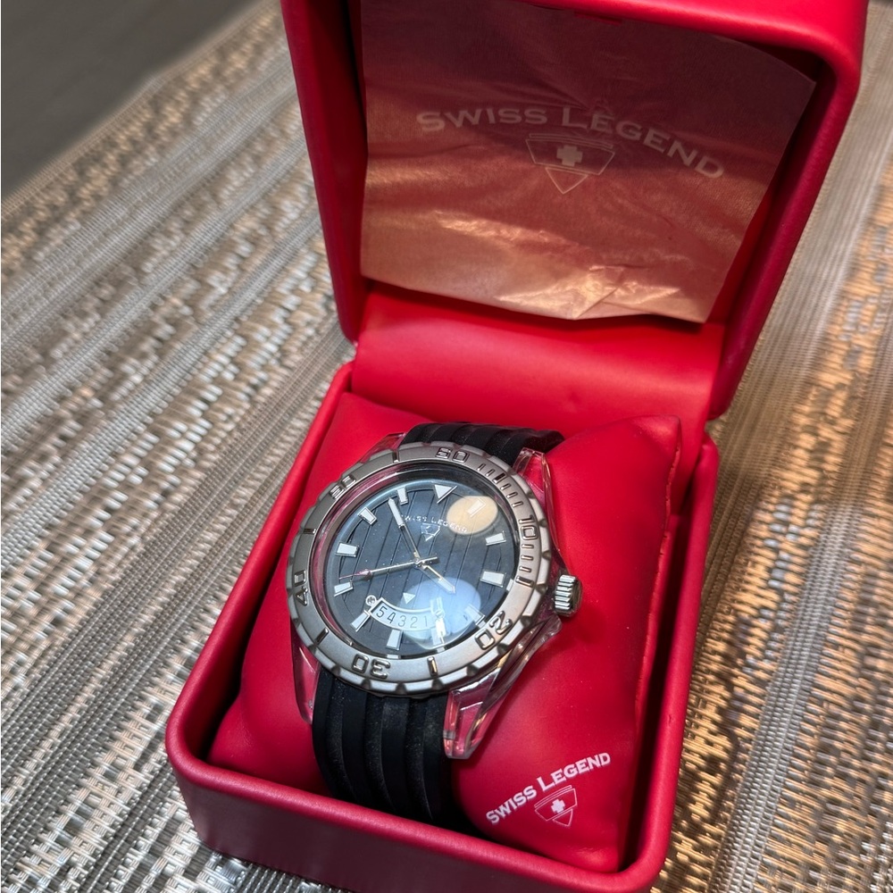 Swiss Legend Black and Silver Watch